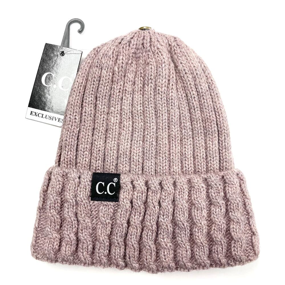 NEW C.C Exclusives Ribbed Knitted Beanie Violet Purple‎ ST-64 MISSING POM